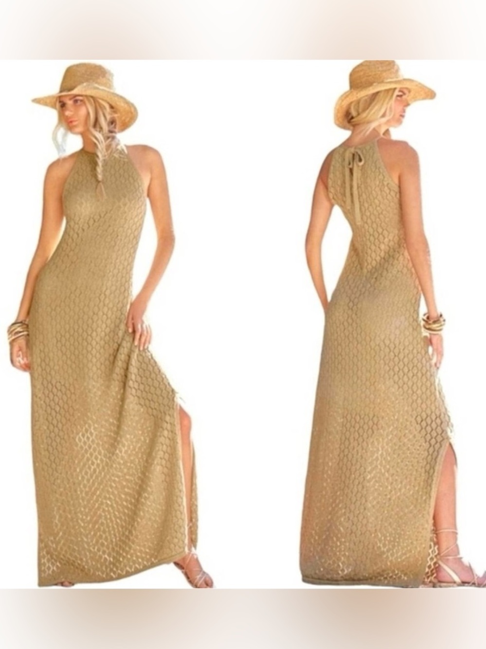 Boston Proper Crochet Halter Dress, size XS